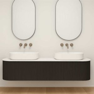Elegant Fluted Modern Floating Double Vanity | Bruce Furnpaint