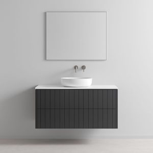 Modern Fluted Floating Single Vanity with Vessel Sink