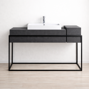 Elevate your bathroom with the bold sophistication of the Urban Edge Wall-Mounted Vanity. Designed with clean architectural lines and a striking industrial aesthetic, this piece blends modern minimalism with practical functionality.